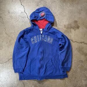 Majestic Chicago Cubs Jacket Men’s  18/20 MLB Blue Vintage Hoodie Zip Broken